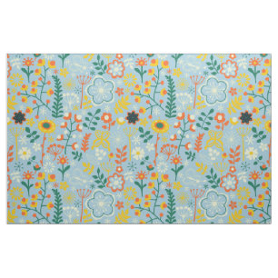 Leuke kleurrijke gestileerde retro bloemen patroon stof