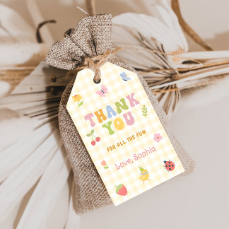 Leuke kleurrijke Gingham meisjes verjaardag cadeau Cadeaulabel