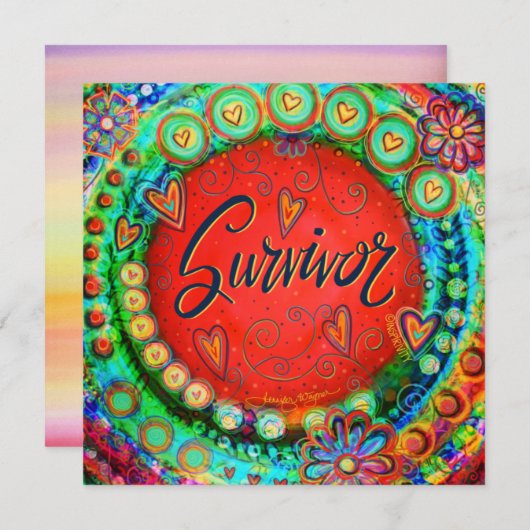 Leuke kleurrijke grillige overlevingsaanmoediging bedankkaart (Voorkant / Achterkant)
