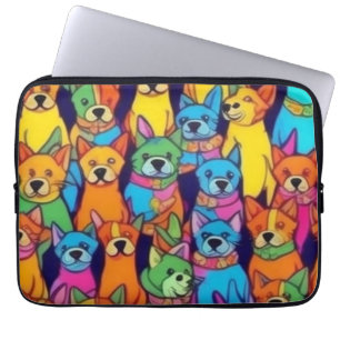 Leuke kleurrijke honden gelukkige honden laptop sleeve