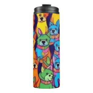 Leuke kleurrijke honden gelukkige honden thermosbeker