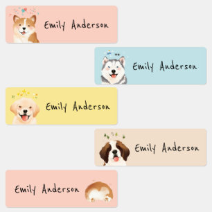 Leuke Kleurrijke Huisdier Honden Puppy School Kind Labels