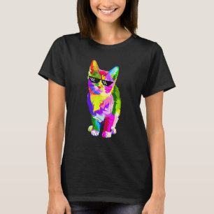 Leuke kleurrijke kat voor kitten kleurrijke kunst t-shirt
