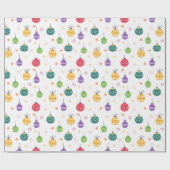 Leuke kleurrijke kerstboom Ornamenten Pattern Cadeaupapier (Vlak)