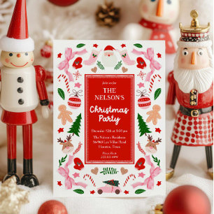 Leuke kleurrijke kerstfeest uitnodiging