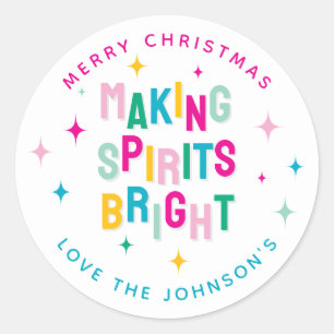 Leuke Kleurrijke Kerstgeest Opvrolijken  Ronde Sticker