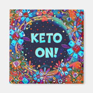 Leuke kleurrijke keto op grappige bloemige inspira magneet