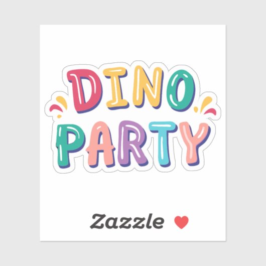 Leuke kleurrijke kind dino verjaardagsfeestje sticker (Vel)