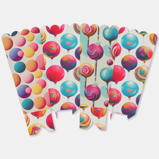 Leuke Kleurrijke Lolly's Popcorn Bedankdoosjes (Ongevouwen)