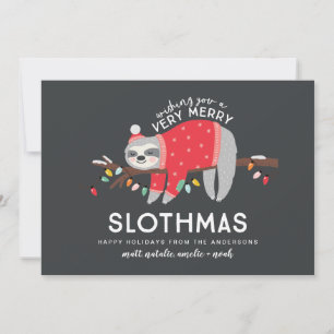 leuke kleurrijke luiaard kerst feestdagenkaart