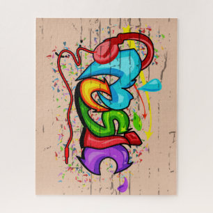 Leuke Kleurrijke Muziekgraffiti Legpuzzel