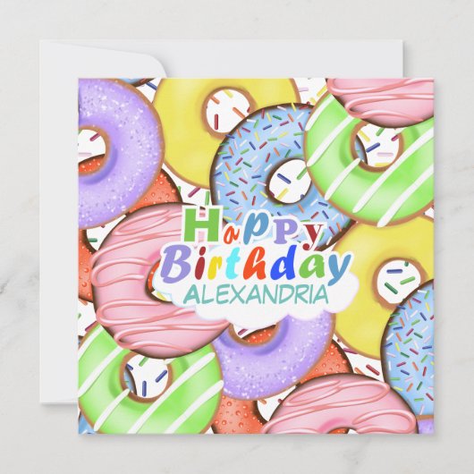 Leuke kleurrijke Pastel Donuts verjaardag Kaart (Voorkant)