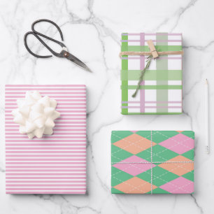 Leuke kleurrijke patronen inpakpapier set vel