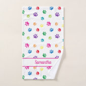 Leuke Kleurrijke Paw Prints Gepersonaliseerd Bad Handdoek (Handdoek)