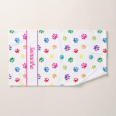 Leuke Kleurrijke Paw Prints Gepersonaliseerd Bad Handdoek (Handdoek)