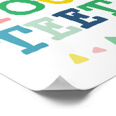 Leuke Kleurrijke Poets Tanden Pret Kids Badkamer Poster (Hoek)