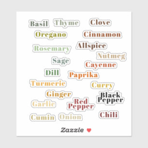 Leuke kleurrijke populaire keuken kruiden sticker