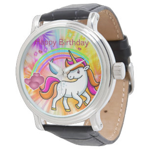 Leuke, kleurrijke regenboog, eenhoorn horloge