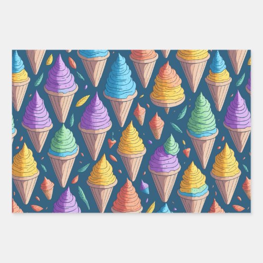 Leuke kleurrijke regenboog ijs kegels zomer Bday Inpakpapier Vel (Voorkant 3)
