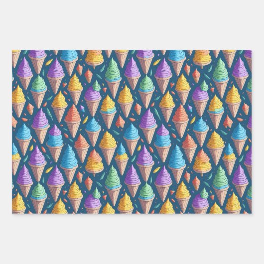 Leuke kleurrijke regenboog ijs kegels zomer Bday Inpakpapier Vel (Voorkant)