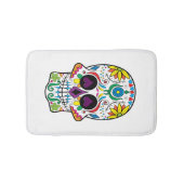 Leuke kleurrijke retro bloemensuiker schedel badmat (Voorkant)