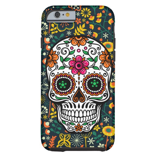 Leuke kleurrijke retro bloemensuiker schedel Case-Mate iPhone case (Achterkant)