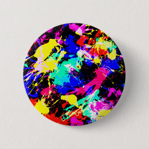 Leuke kleurrijke spatten verf auto vlag ronde button 5,7 cm