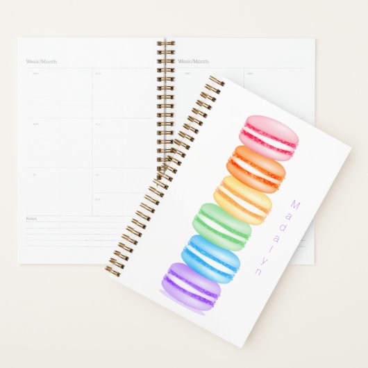 Leuke kleurrijke stack van macarons gepersonalisee planner (Display)