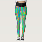 Leuke Kleurrijke Strepen Patroon Leggings (Voorkant)