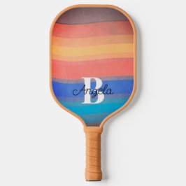 Leuke kleurrijke strepen retro stijl toevoegen mon pickleball paddle
