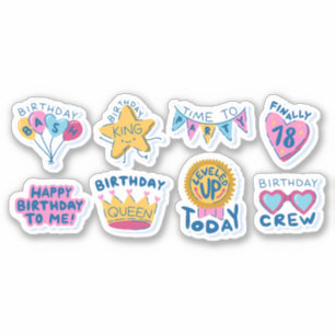 LEUKE KLEURRIJKE VERJAARDAG CARTOON STICKERS SET