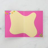 Leuke & kleurrijke verjaardagstaart Kaart - Roze & (Binnen)