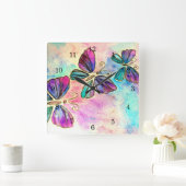 Leuke Kleurrijke Vlinders Vierkante Klok (Huis)