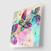 Leuke Kleurrijke Vlinders Vierkante Klok (Hoek)