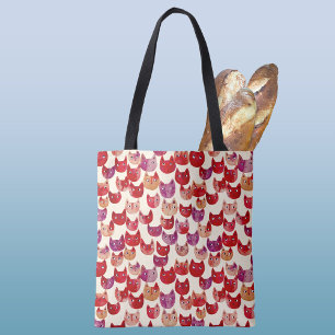 Leuke kleurrijke Waterverf Cat Pattern Draagtas