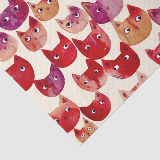 Leuke kleurrijke Waterverf Cat Pattern Tissuepapier (Detail)