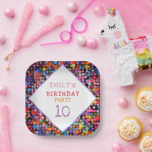 Leuke kleurrijke Waterverf Paint Blots Kids Verjaa Papieren Bordje