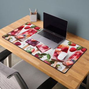 Leuke Kleurrijke Zomer Popsicle & Aardbeien Bureaumat