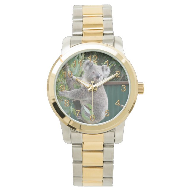 Leuke Koala Australië Foto Goud 2 Horloge (Voorkant)