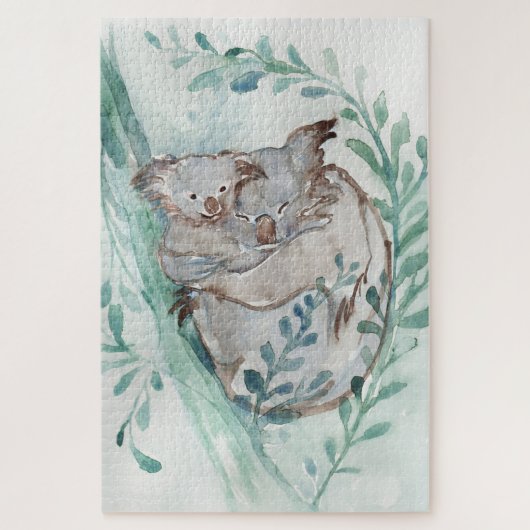 Leuke Koala & Baby Waterverf Neutral kinderkamer B Legpuzzel (Verticaal)