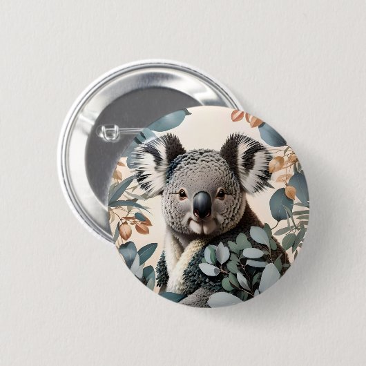 Leuke koala eucalyptus bladeren ronde button 5,7 cm (Voorkant /achterkant)