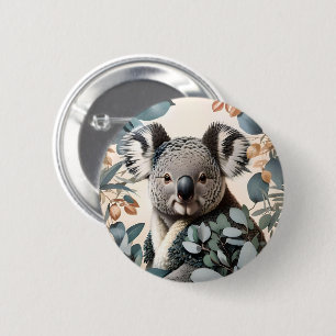 Leuke koala eucalyptus bladeren ronde button 5,7 cm