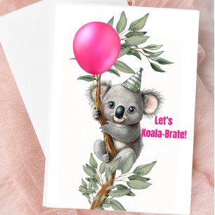 Leuke Koala-feestkaart – “Laten we Koalabraten” Kaart