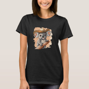 Leuke Koala Grafiek met Cowboy Hoed T-shirt