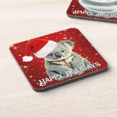 Leuke Koala in Santa Hat Bier Onderzetter (Linkerzijde)
