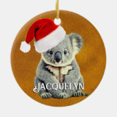 Leuke Koala in Santa Hat Keramisch Ornament (Achterkant)