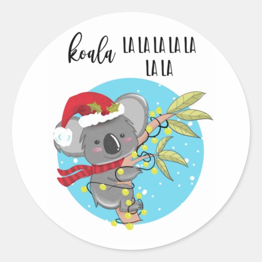 leuke koala-kerstkaart bij la Australia Ronde Sticker (Voorkant)