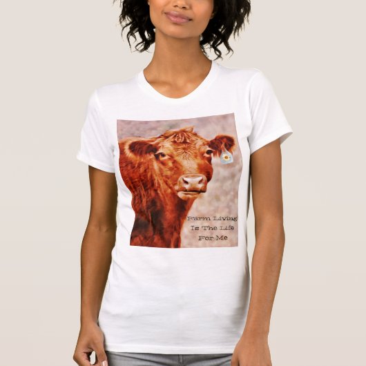 Leuke Koe Boerderij Living Is Het Leven T-Shirt (Voorkant)