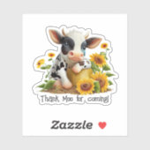 Leuke Koe Dank Moo Zonnebloementuin Custom Cut Sticker (Vel)