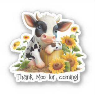 Leuke Koe Dank Moo Zonnebloementuin Custom Cut Sticker